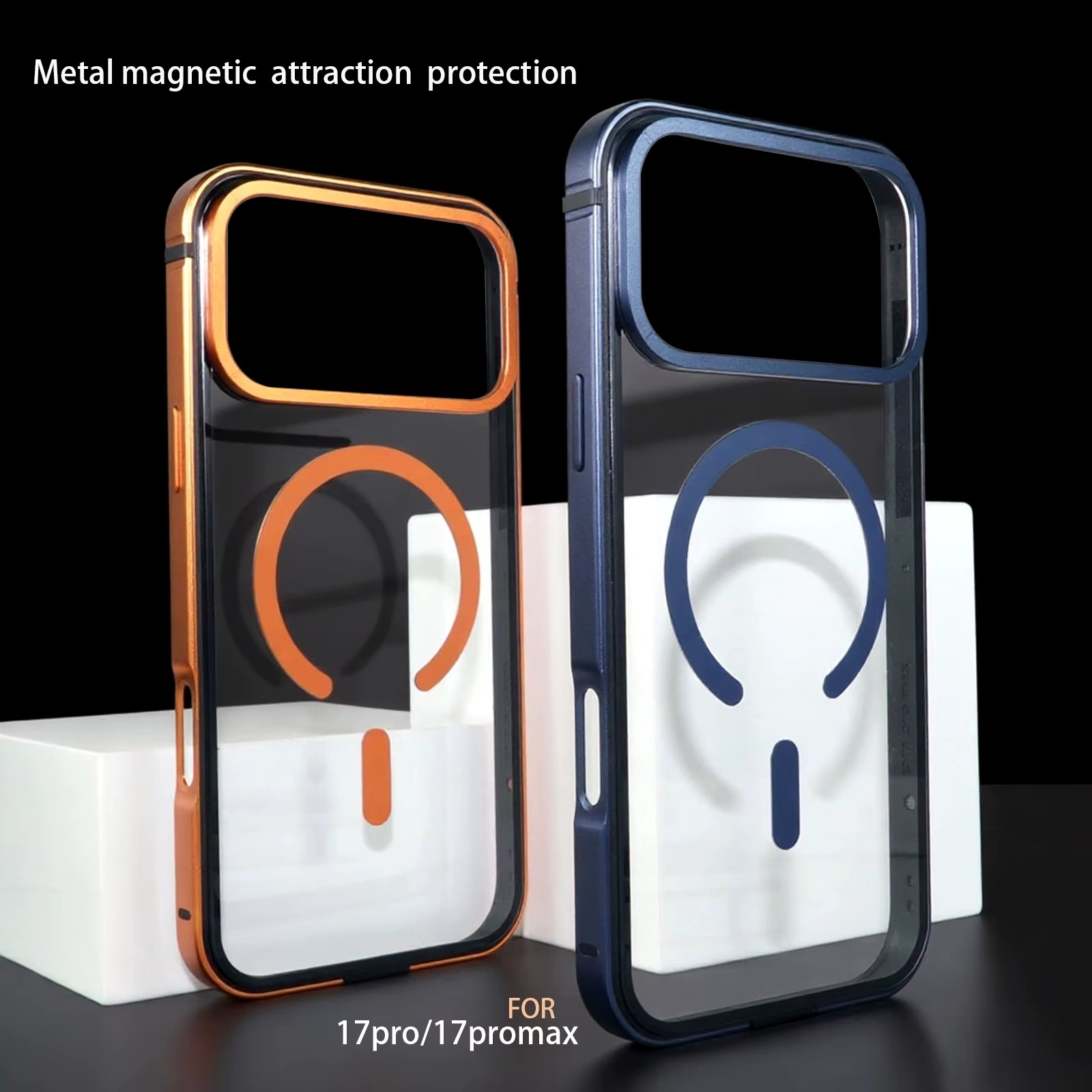 Premium iPhone Case MagSafe Compatible Magnetic Protective Cover Aluminum Frame HD Transparent Backplate Shockproof Protection Camera Lens Guard Slim Design