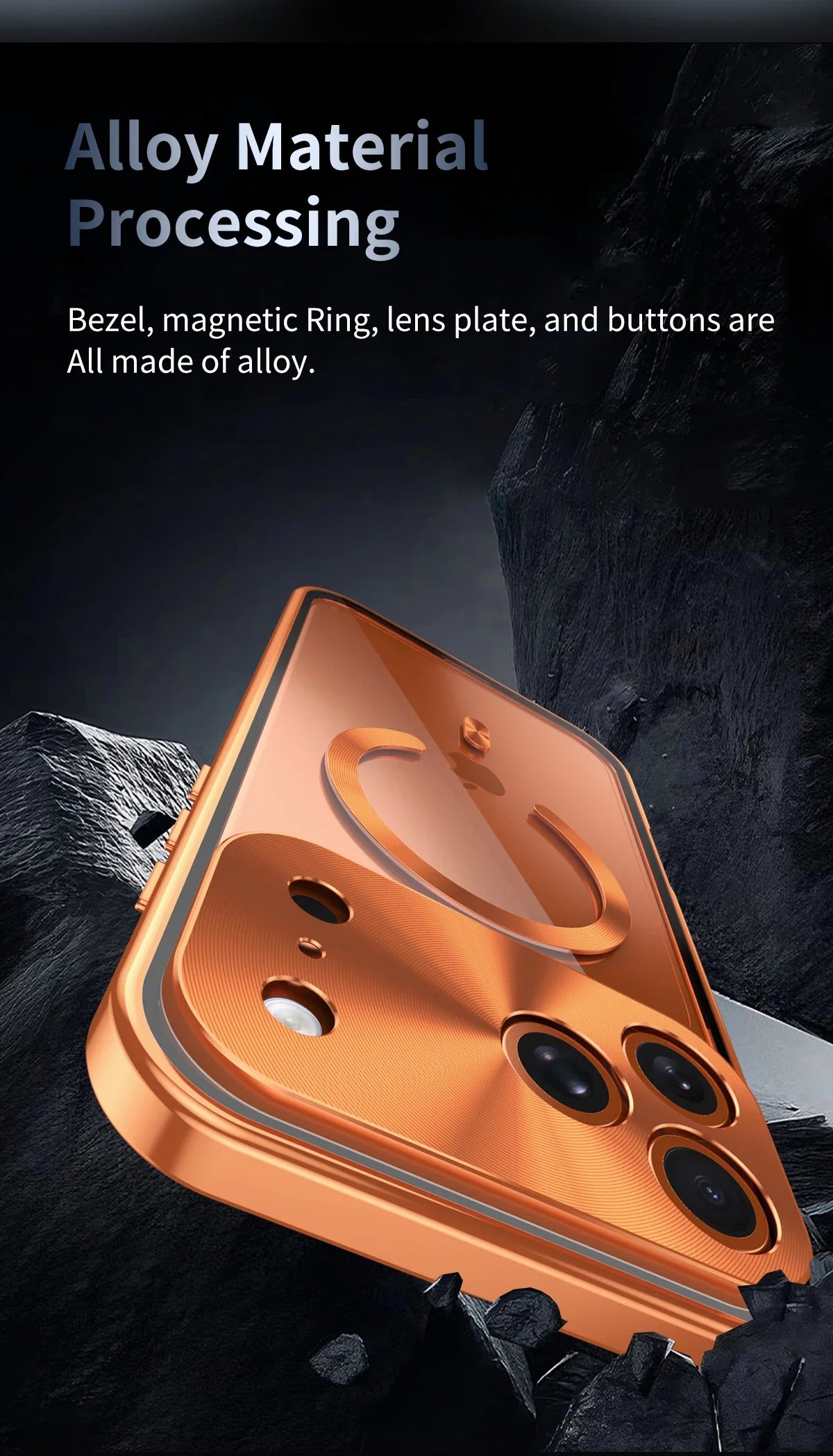Premium iPhone Case MagSafe Compatible Magnetic Protective Cover Aluminum Frame Privacy Screen Protector Clear Back Shockproof Camera Lens Guard Slim Design