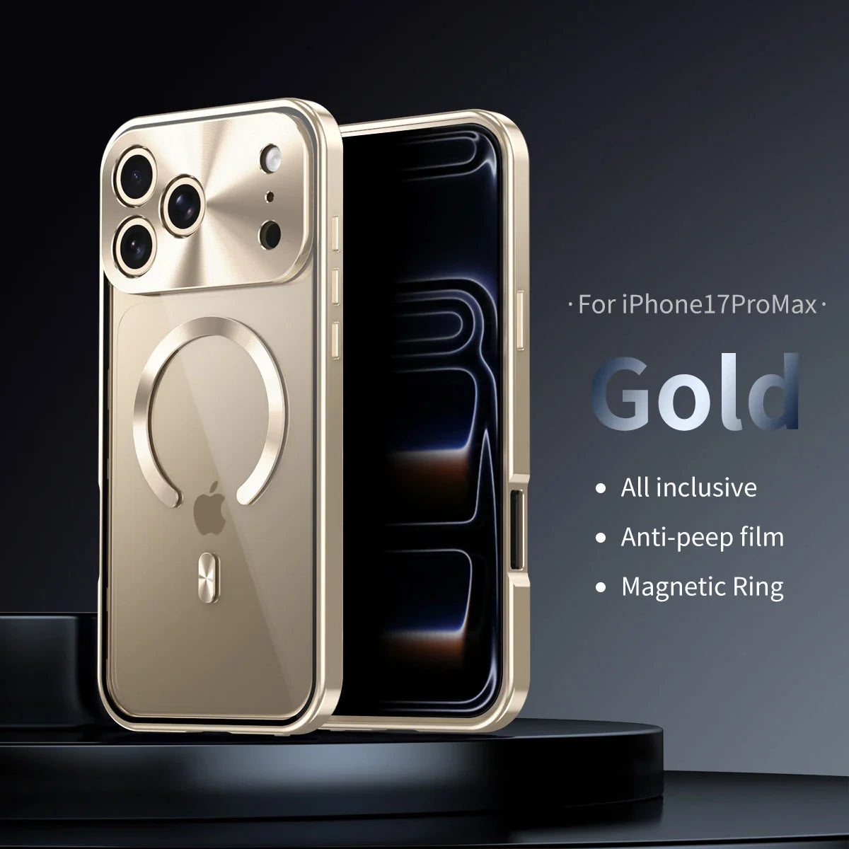 Premium iPhone Case MagSafe Compatible Magnetic Protective Cover Aluminum Frame Privacy Screen Protector Clear Back Shockproof Camera Lens Guard Slim Design