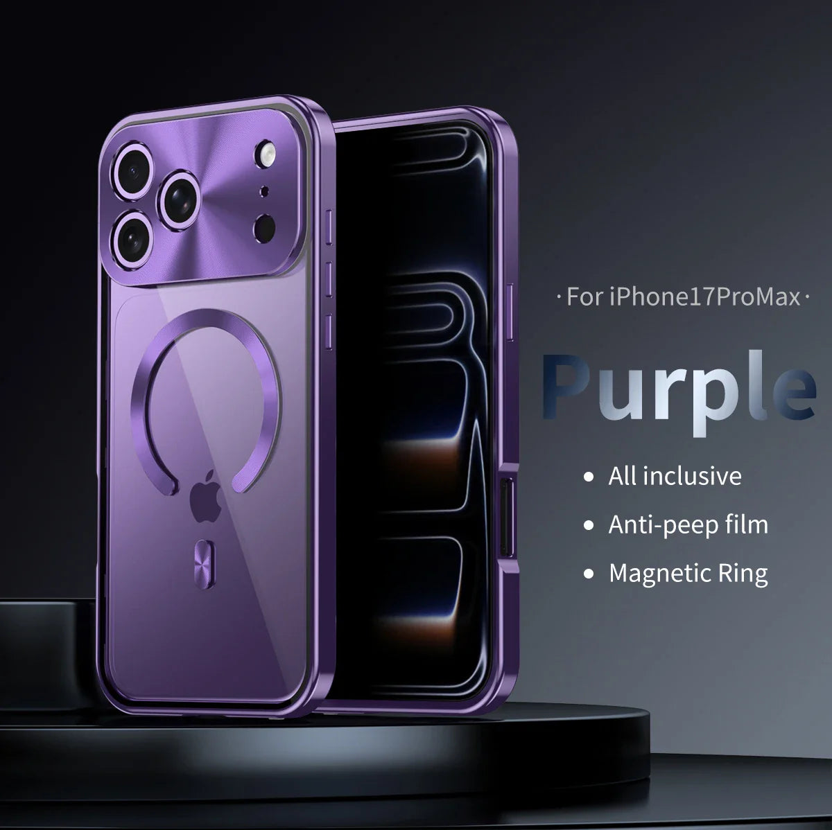 Premium iPhone Case MagSafe Compatible Magnetic Protective Cover Aluminum Frame Privacy Screen Protector Clear Back Shockproof Camera Lens Guard Slim Design