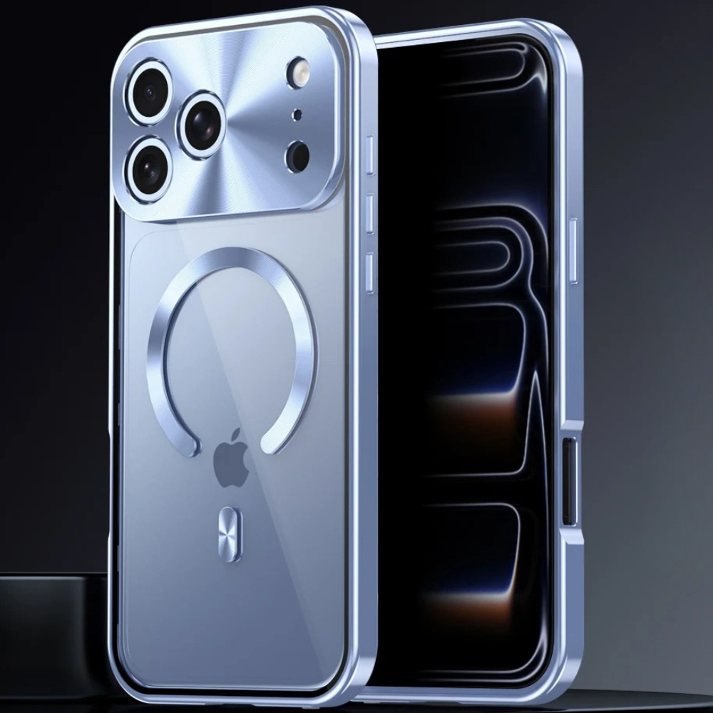 Premium iPhone Case MagSafe Compatible Magnetic Protective Cover Aluminum Frame Privacy Screen Protector Clear Back Shockproof Camera Lens Guard Slim Design