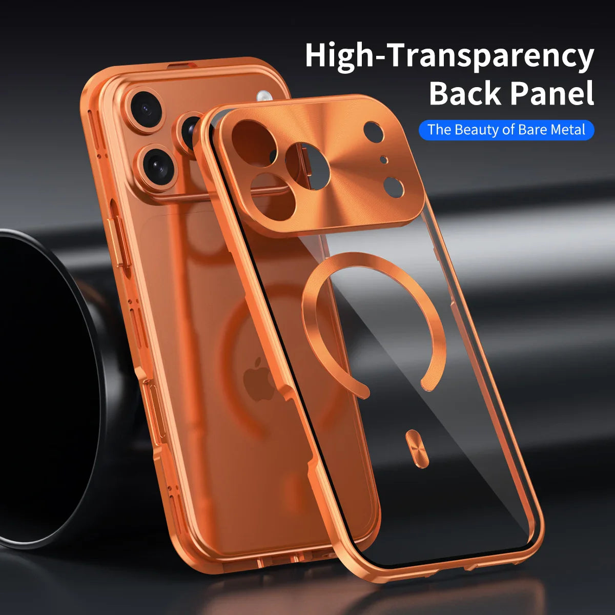 Premium iPhone Case MagSafe Compatible Magnetic Protective Cover Aluminum Frame Privacy Screen Protector Clear Back Shockproof Camera Lens Guard Slim Design