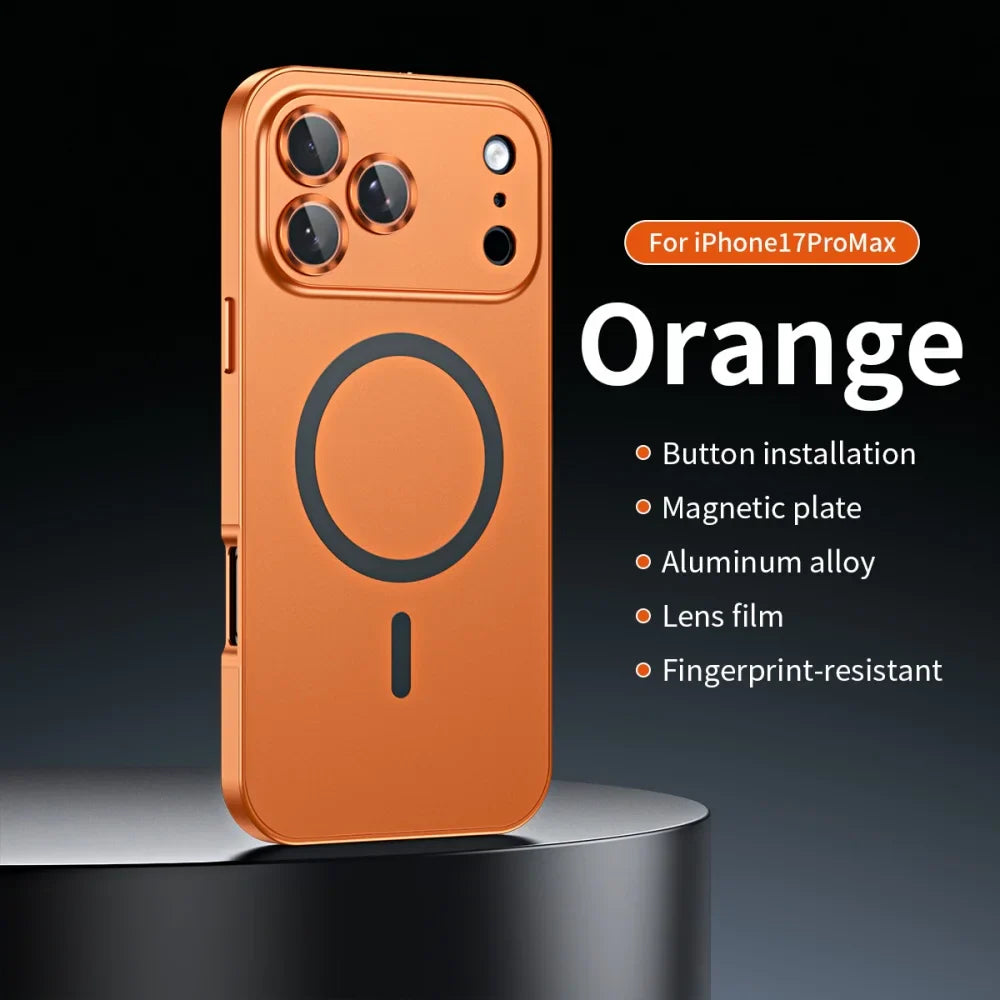Premium iPhone Case MagSafe Compatible Magnetic Protective Cover Aluminum Metal Frame PC Back Shockproof Camera Lens Protection Ultra Thin Full Protection