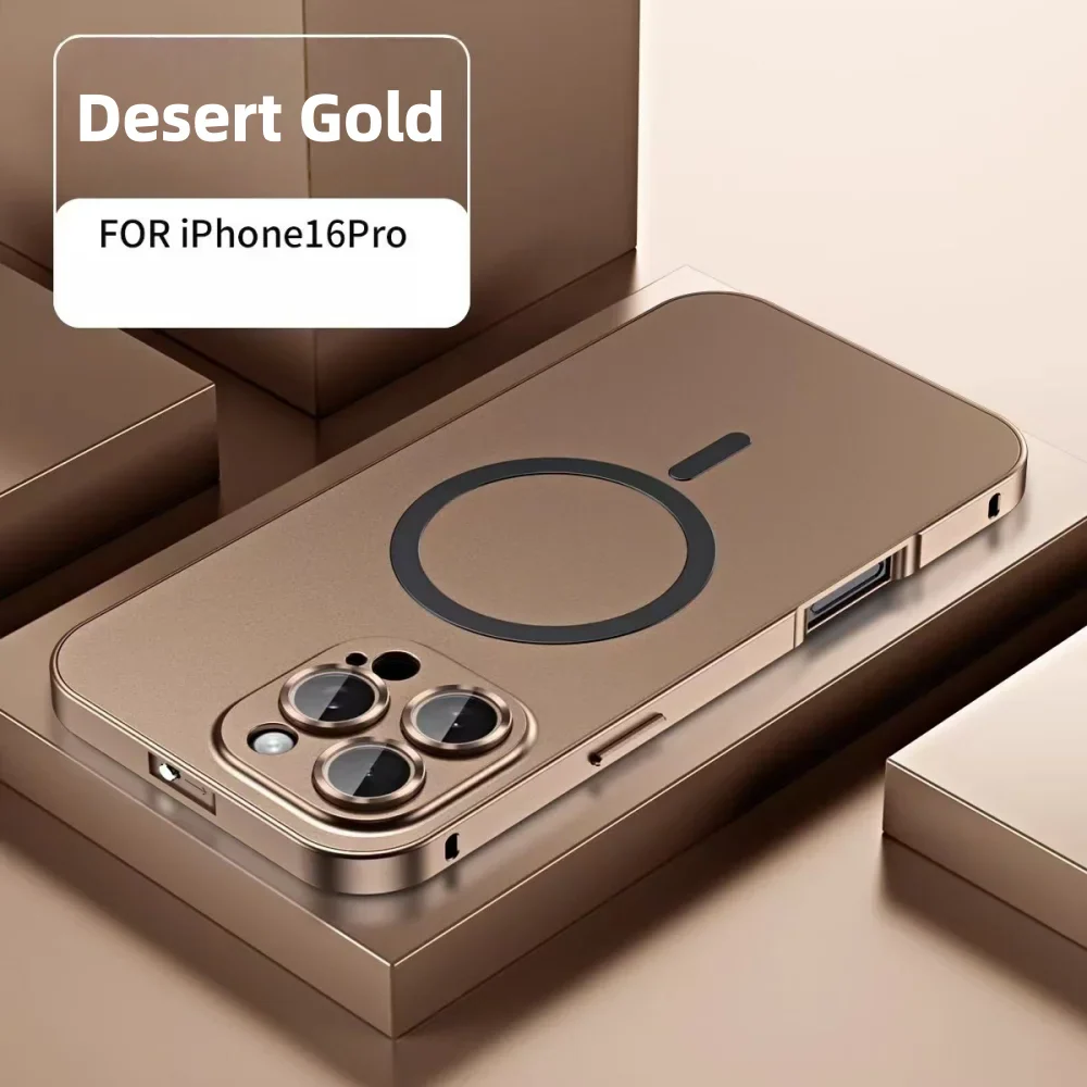 Premium iPhone Case MagSafe Compatible Magnetic Protective Cover Aluminum Metal Frame PC Back Shockproof Camera Lens Protection Ultra Thin Full Protection