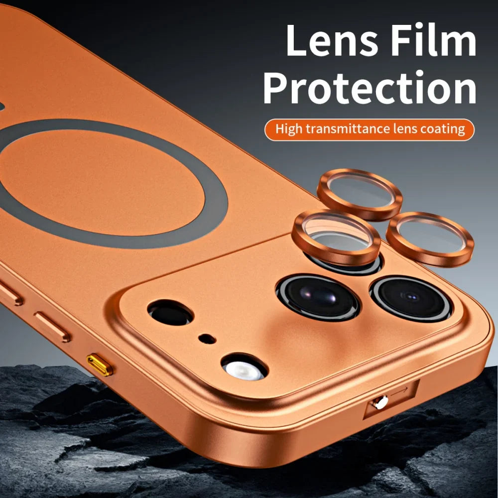 Premium iPhone Case MagSafe Compatible Magnetic Protective Cover Aluminum Metal Frame PC Back Shockproof Camera Lens Protection Ultra Thin Full Protection