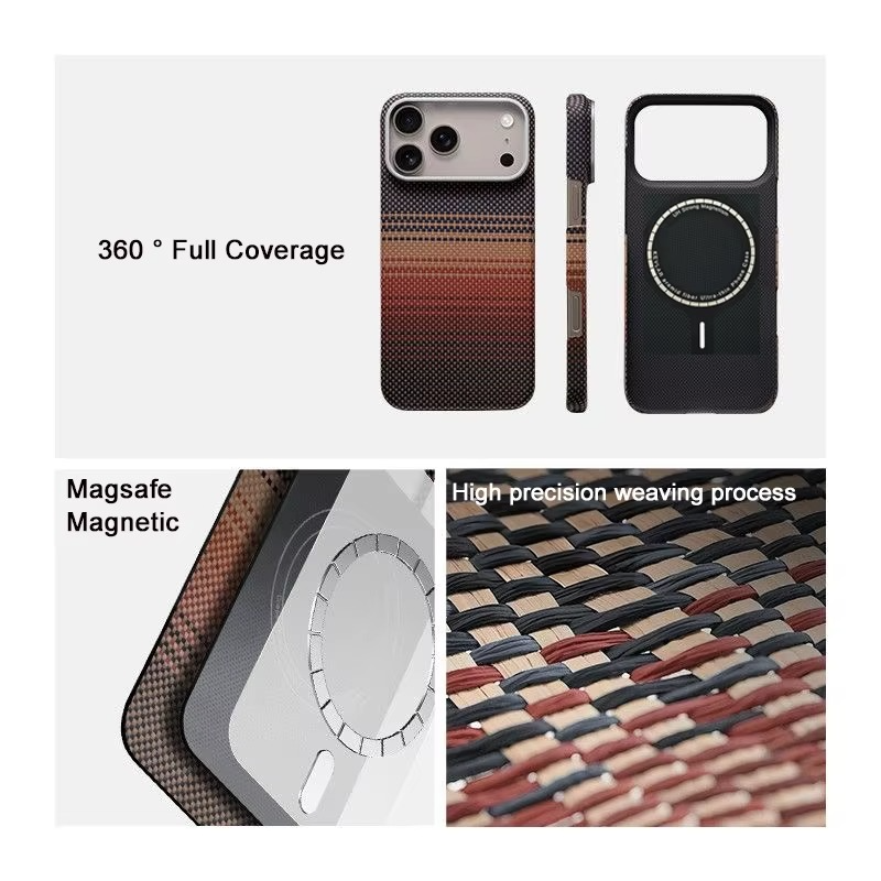 Premium iPhone Case MagSafe Compatible Magnetic Protective Cover Aramid Carbon Fiber Ultra Thin Lightweight Shockproof Design