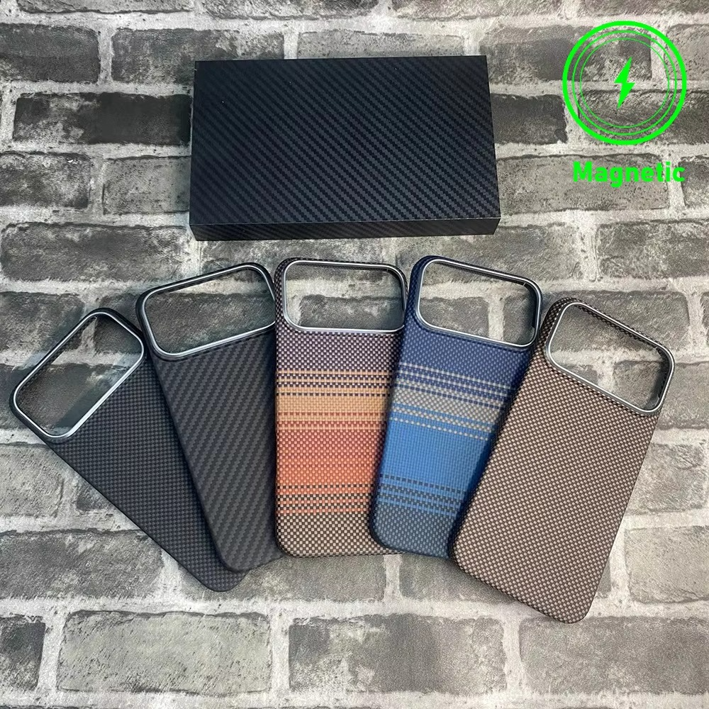 Premium iPhone Case MagSafe Compatible Magnetic Protective Cover Aramid Carbon Fiber Ultra Thin Lightweight Shockproof Design