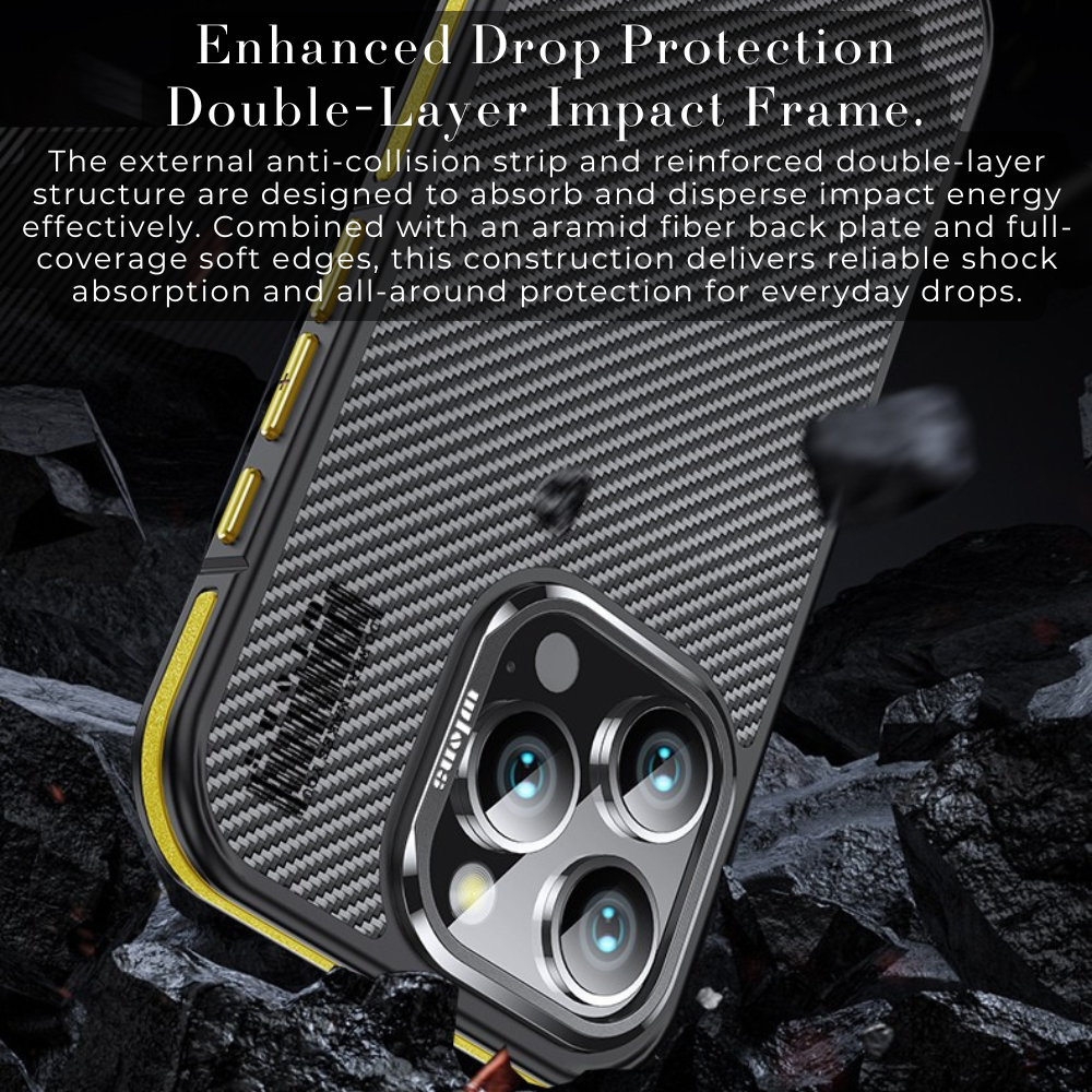 Premium iPhone Case MagSafe Compatible Magnetic Protective Cover Aramid Fiber 600D Ultra Thin Lightweight Shockproof Carbon Texture Slim Design