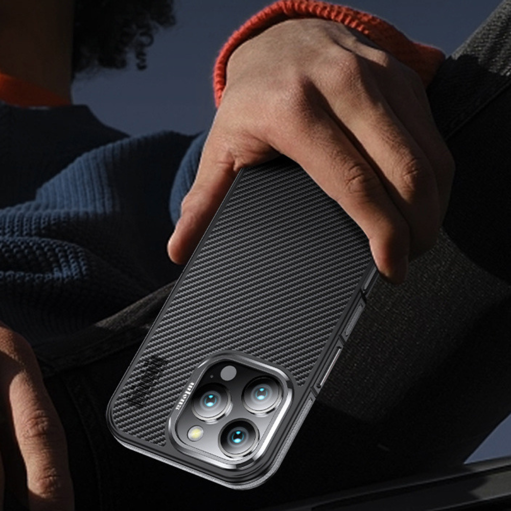 Premium iPhone Case MagSafe Compatible Magnetic Protective Cover Aramid Fiber 600D Ultra Thin Lightweight Shockproof Carbon Texture Slim Design