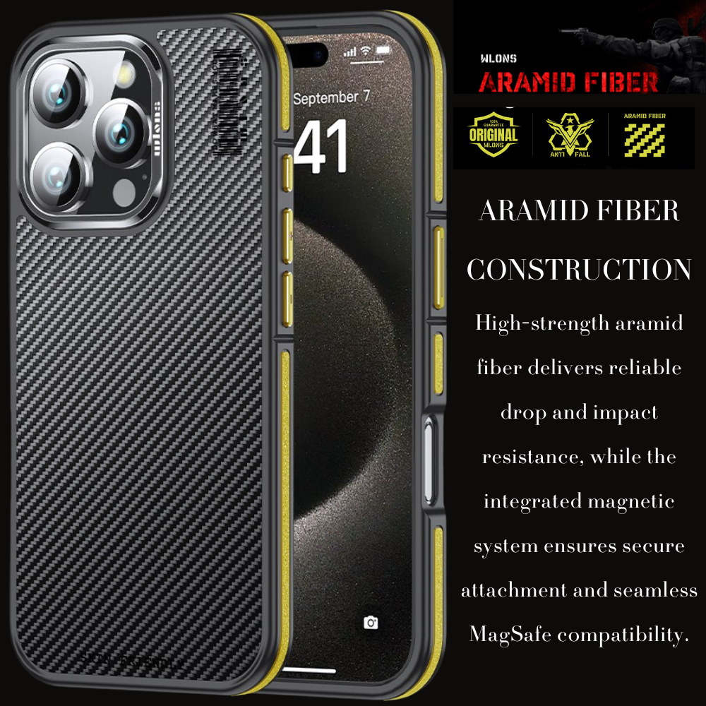 Premium iPhone Case MagSafe Compatible Magnetic Protective Cover Aramid Fiber 600D Ultra Thin Lightweight Shockproof Carbon Texture Slim Design