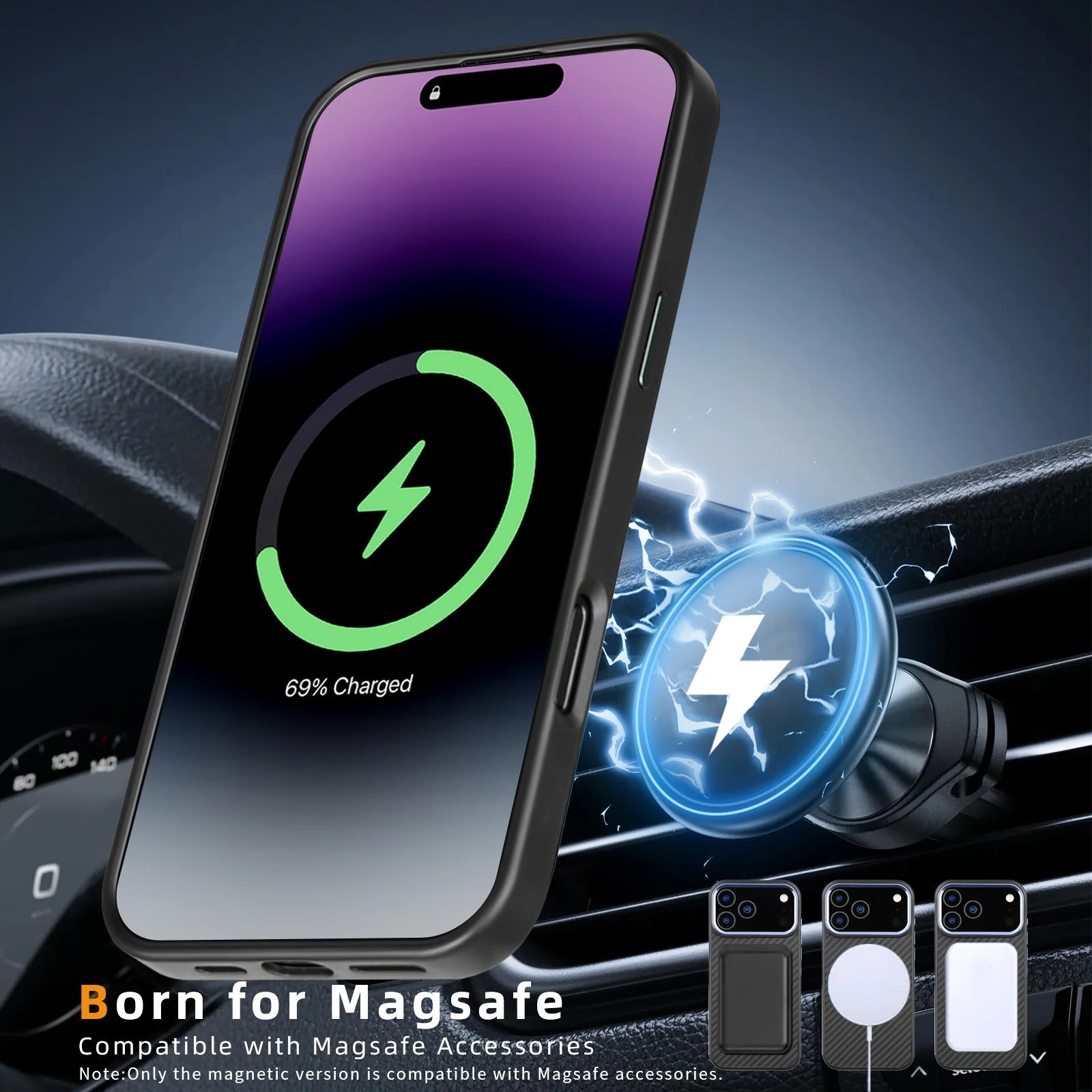 Premium iPhone Case MagSafe Compatible Magnetic Protective Cover Aramid Fiber Ultra Thin Lightweight Full Protection Shockproof Design