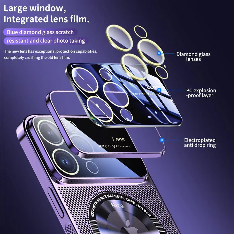 Premium iPhone Case MagSafe Compatible Magnetic Protective Cover Cooling Mesh Back Shockproof PC TPU Frame Camera Lens Protection Ultra Thin Full Protection