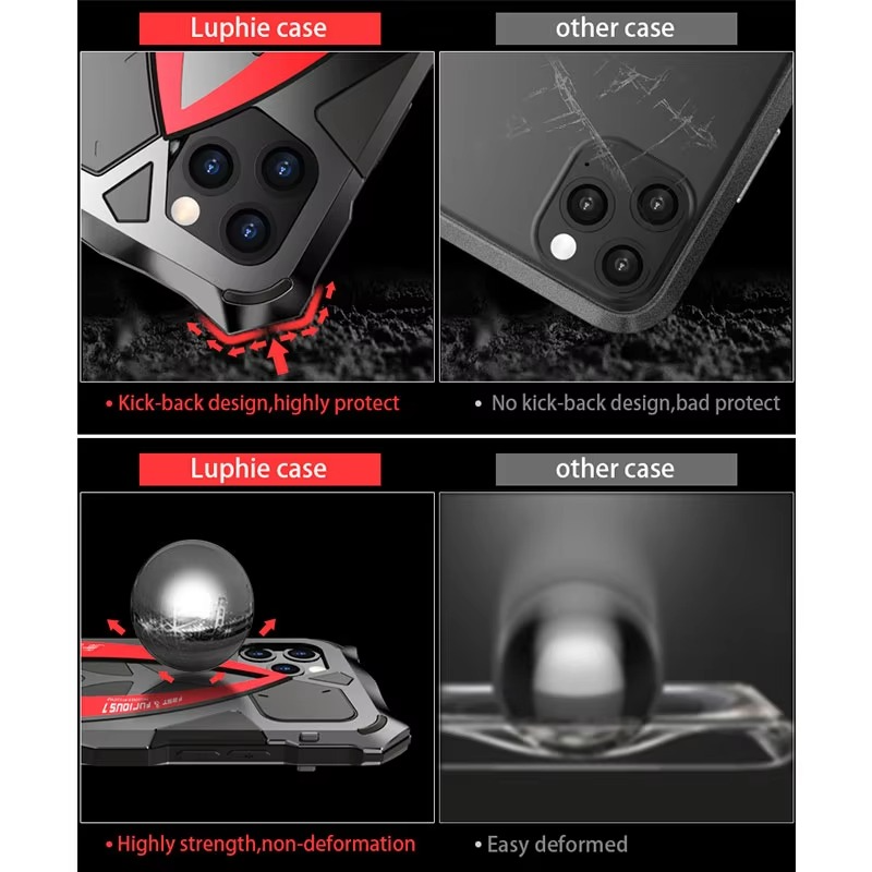 Premium iPhone Case MagSafe Compatible Magnetic Protective Cover Metal Armor Frame Shockproof TPU Interior Camera Lens Protection Ultra Thin Full Protection