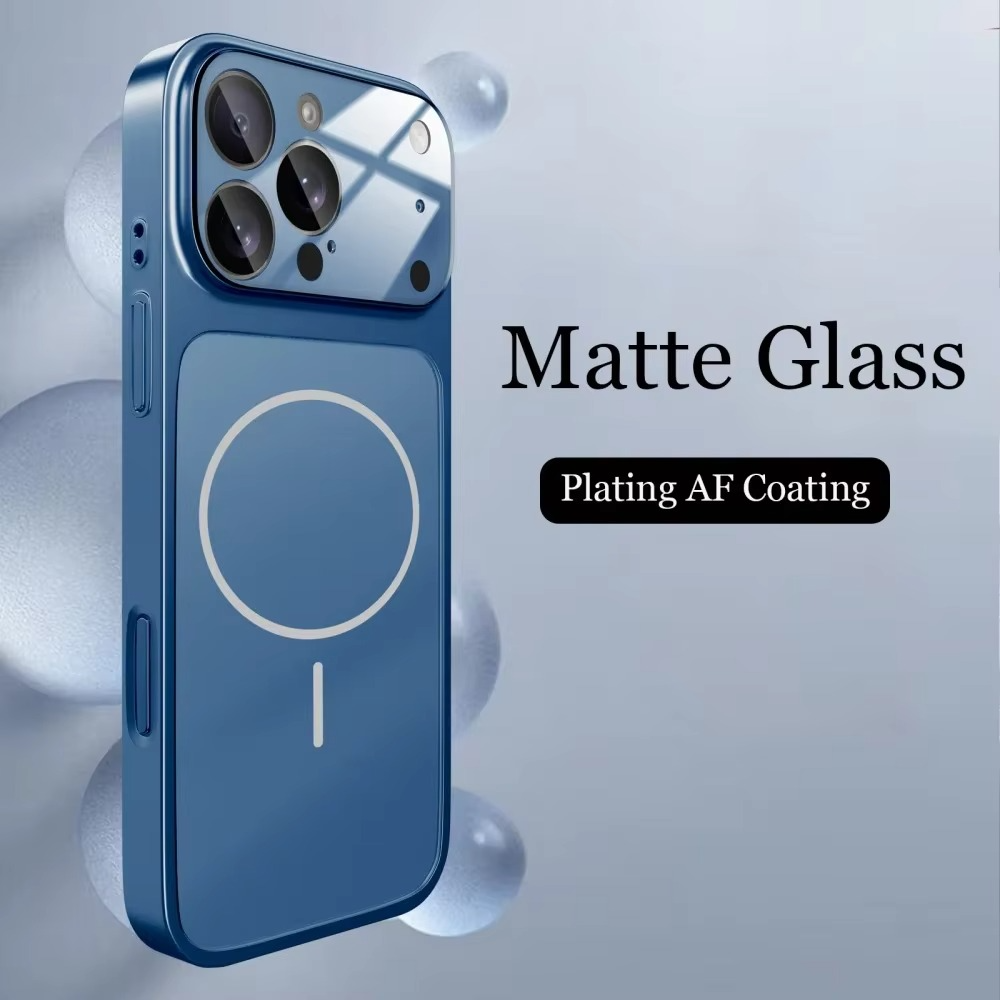 Premium iPhone Case MagSafe Compatible Magnetic Protective Cover Nano Matte Glass Back Shockproof Armor Frame Camera Lens Protection Ultra Thin Full Protection