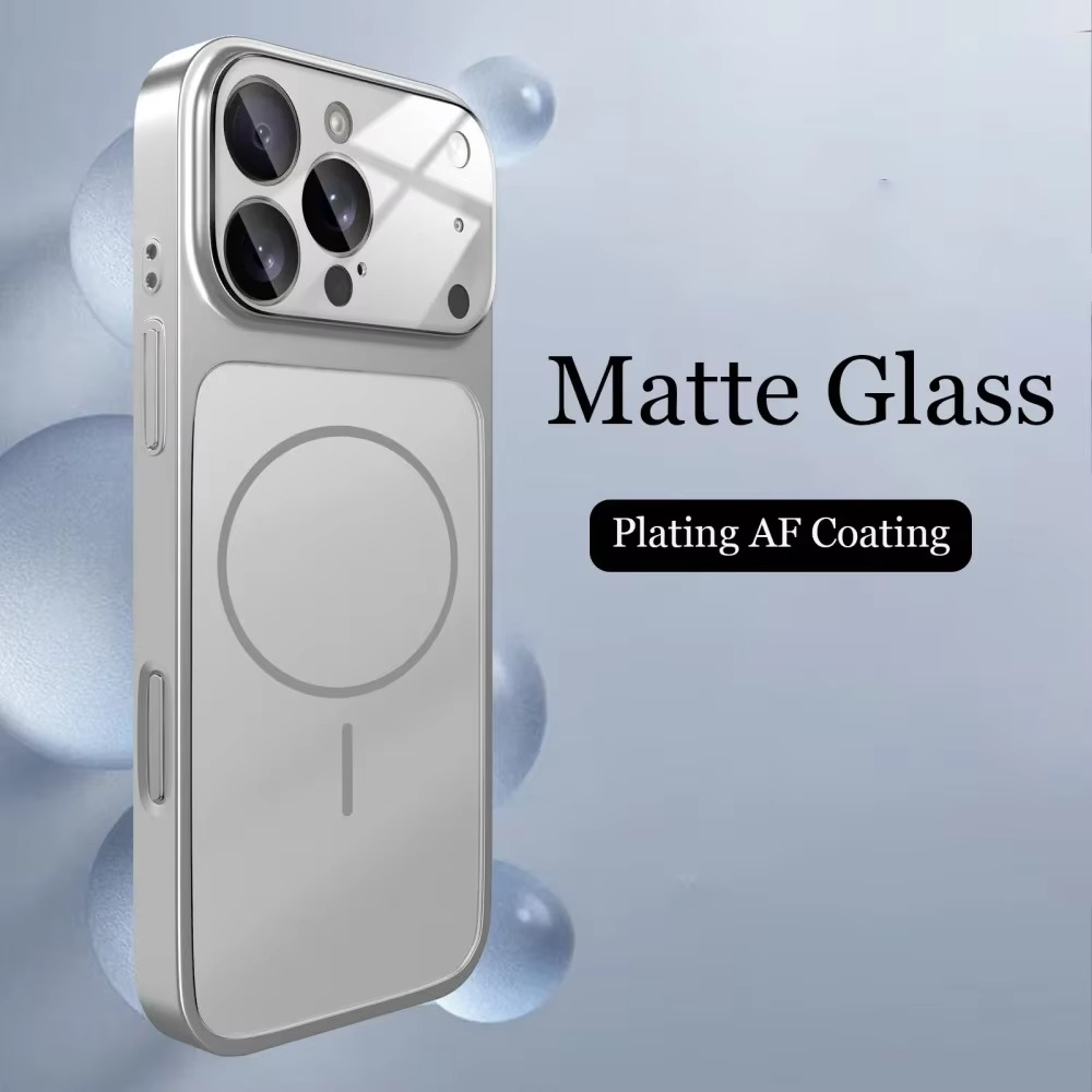 Premium iPhone Case MagSafe Compatible Magnetic Protective Cover Nano Matte Glass Back Shockproof Armor Frame Camera Lens Protection Ultra Thin Full Protection