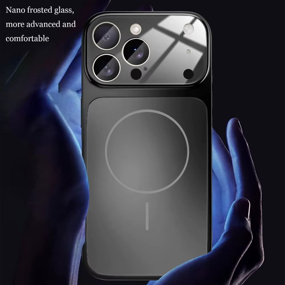 Premium iPhone Case MagSafe Compatible Magnetic Protective Cover Nano Matte Glass Back Shockproof Armor Frame Camera Lens Protection Ultra Thin Full Protection