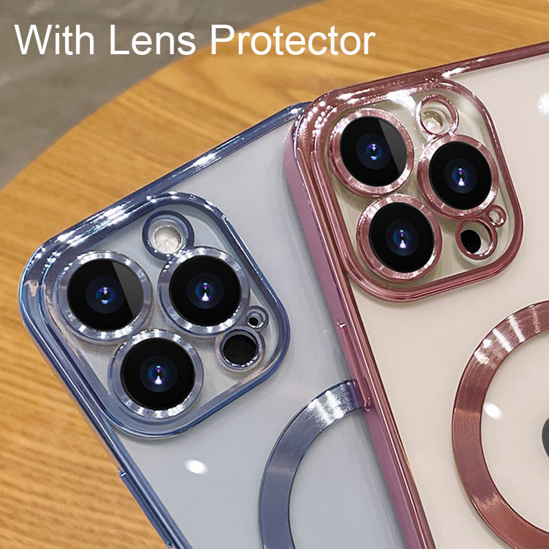 Premium iPhone Case MagSafe Compatible Magnetic Protective Cover Plating Frame TPU Shockproof Design Camera Lens Protection Slim Durable Finish
