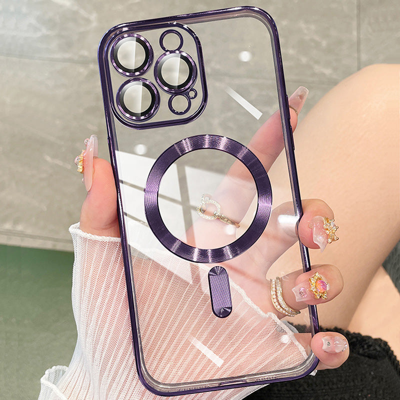 Premium iPhone Case MagSafe Compatible Magnetic Protective Cover Plating Frame TPU Shockproof Design Camera Lens Protection Slim Durable Finish