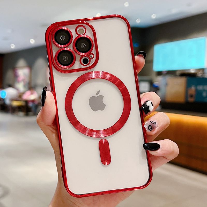 Premium iPhone Case MagSafe Compatible Magnetic Protective Cover Plating Frame TPU Shockproof Design Camera Lens Protection Slim Durable Finish