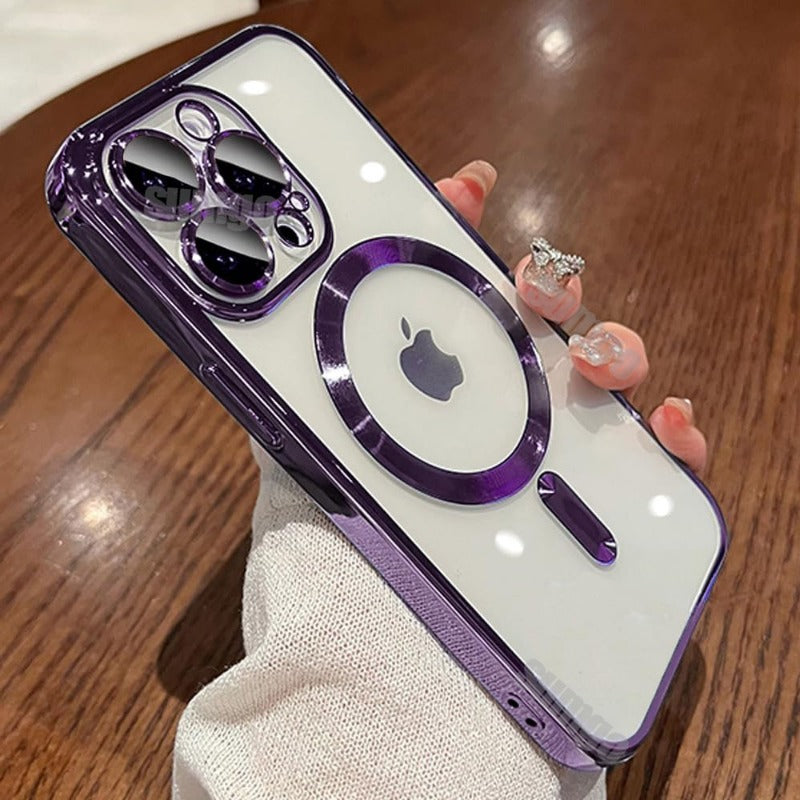 Premium iPhone Case MagSafe Compatible Magnetic Protective Cover Plating Frame TPU Shockproof Design Camera Lens Protection Slim Durable Finish
