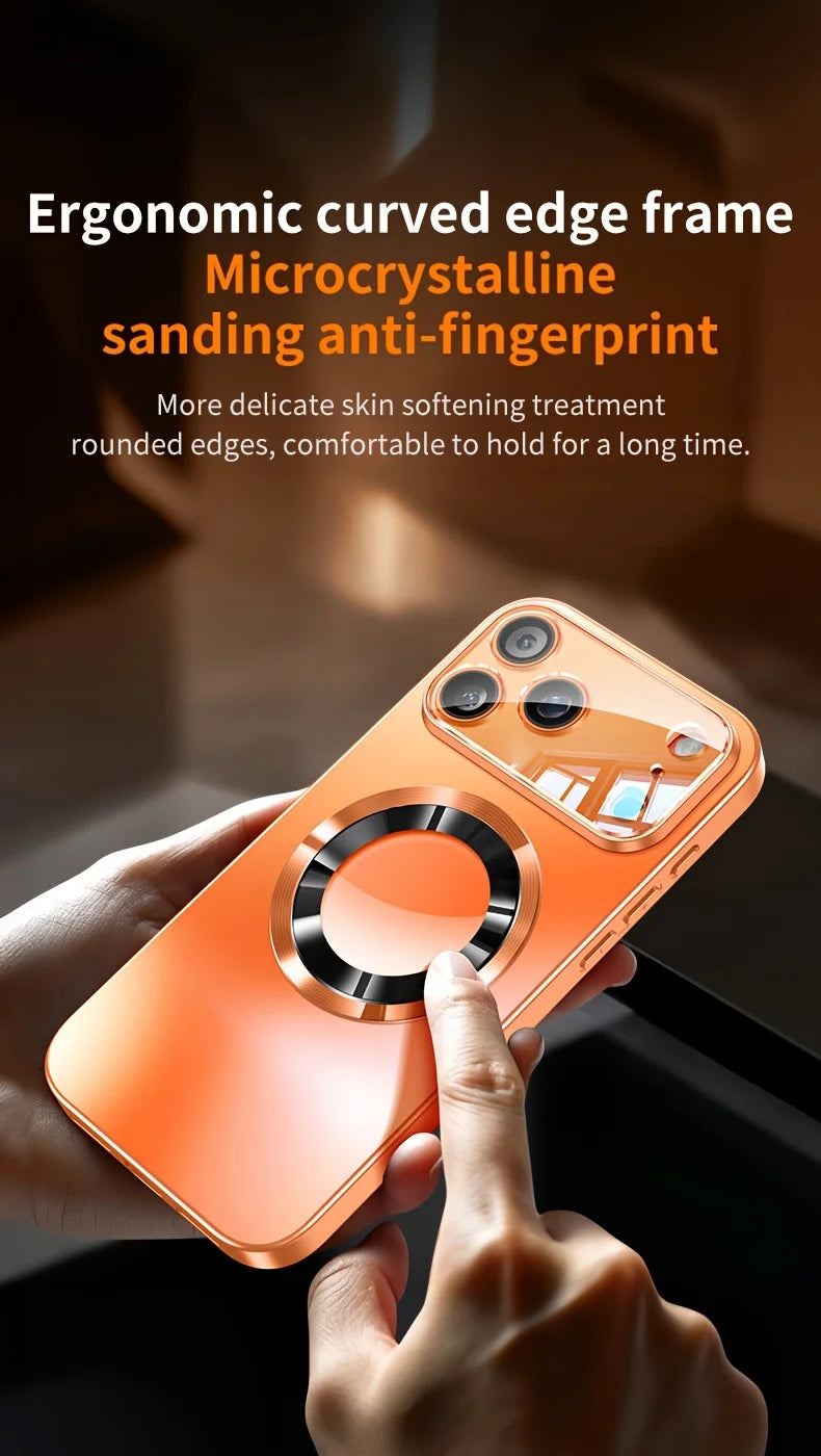 Premium iPhone Case MagSafe Compatible Magnetic Protective Cover Titanium Metallic Matte PC TPU Back Shockproof Camera Lens Protection Ultra Thin Full Protection