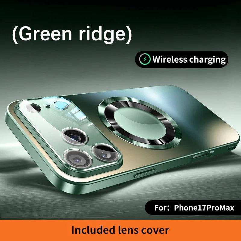 Premium iPhone Case MagSafe Compatible Magnetic Protective Cover Titanium Metallic Matte PC TPU Back Shockproof Camera Lens Protection Ultra Thin Full Protection