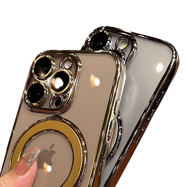 Premium iPhone Case MagSafe Compatible Magnetic Protective Cover Transparent Acrylic Back Plating Frame Built-in Stand Shockproof PC Bumper Slim Design