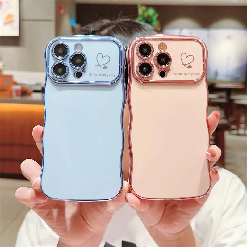 Premium iPhone Case MagSafe Compatible Magnetic Protective Cover Transparent Plating Wave Heart Design Shockproof Camera Lens Protection Ultra Thin Full Protection