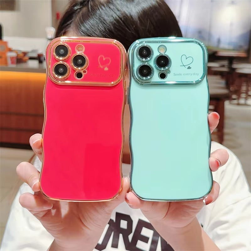 Premium iPhone Case MagSafe Compatible Magnetic Protective Cover Transparent Plating Wave Heart Design Shockproof Camera Lens Protection Ultra Thin Full Protection
