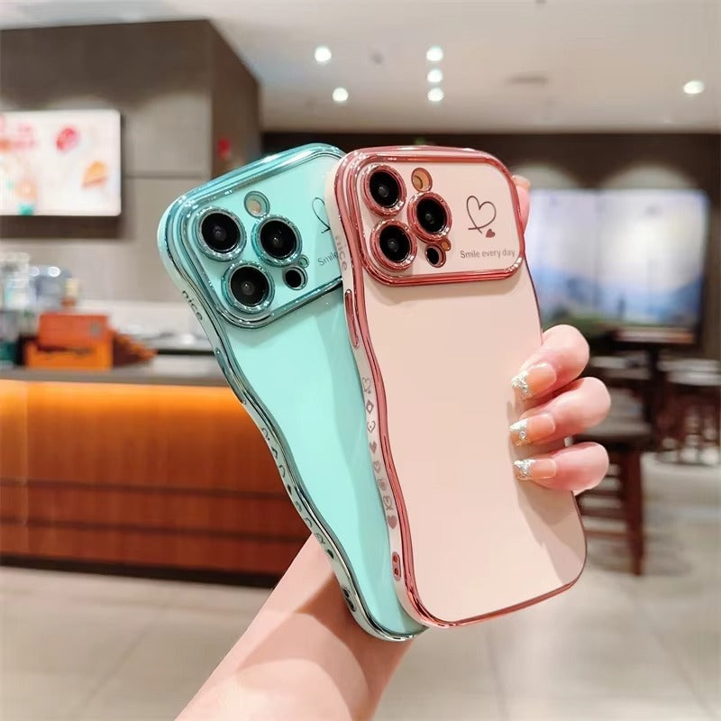 Premium iPhone Case MagSafe Compatible Magnetic Protective Cover Transparent Plating Wave Heart Design Shockproof Camera Lens Protection Ultra Thin Full Protection