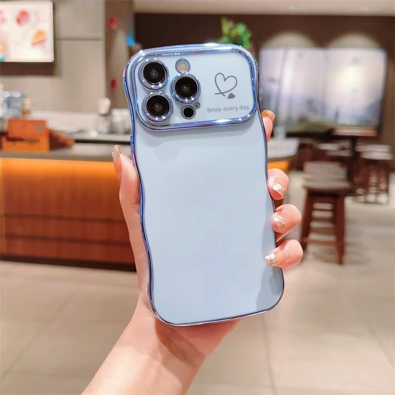 Premium iPhone Case MagSafe Compatible Magnetic Protective Cover Transparent Plating Wave Heart Design Shockproof Camera Lens Protection Ultra Thin Full Protection
