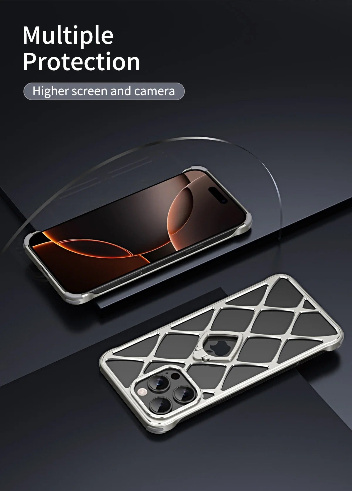 Premium iPhone Case MagSafe Compatible Magnetic Protective Cover Ultra Light Metal Frame Cooling Back Built-in Stand Shockproof Slim Design