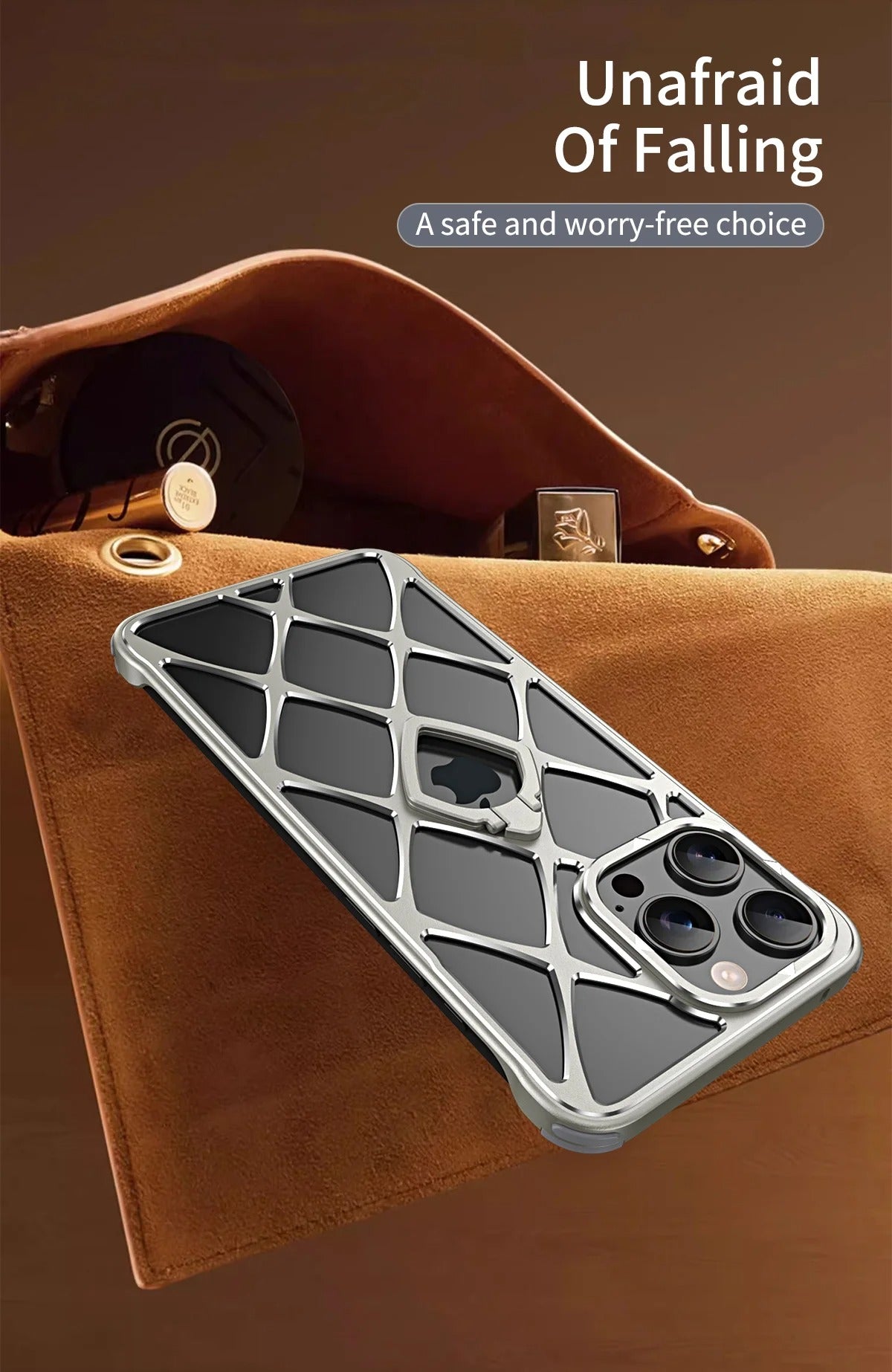 Premium iPhone Case MagSafe Compatible Magnetic Protective Cover Ultra Light Metal Frame Cooling Back Built-in Stand Shockproof Slim Design