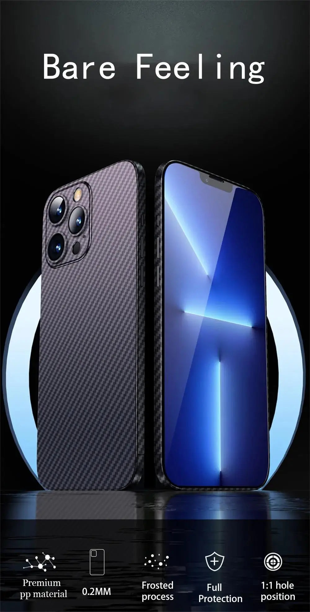 Premium iPhone Case MagSafe Compatible Magnetic Protective Cover Ultra Thin 0.2mm Carbon Fiber Matte PP Back Lightweight Scratch Resistant Slim Design