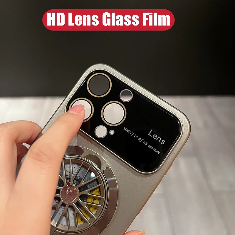 Premium iPhone Case MagSafe Compatible Magnetic Rotating Ring Stand Shockproof Protective Cover Foldable Kickstand Camera Lens Protection Slim Design