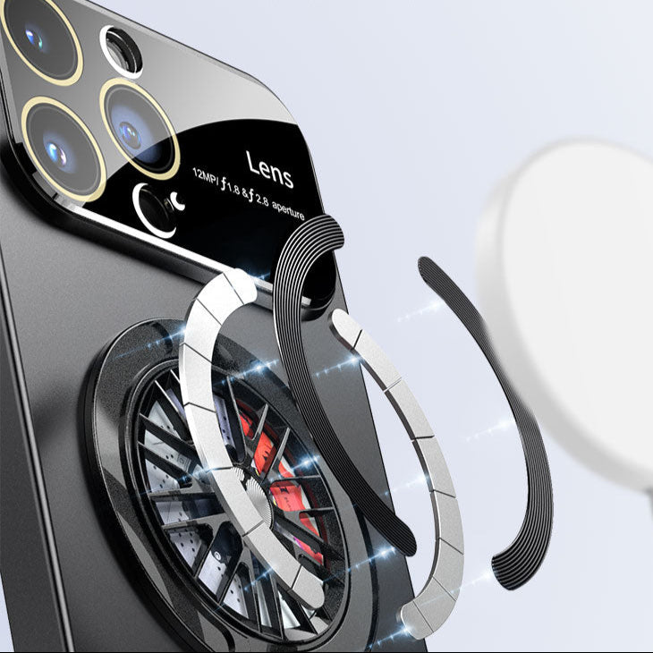 Premium iPhone Case MagSafe Compatible Magnetic Rotating Ring Stand Shockproof Protective Cover Foldable Kickstand Camera Lens Protection Slim Design