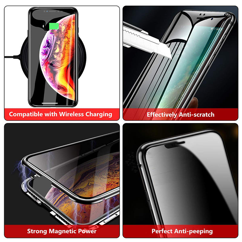 Premium iPhone Case MagSafe Compatible Privacy Screen Tempered Glass Shockproof Protective Cover 360 Full Body Camera Lens Protection Slim Design