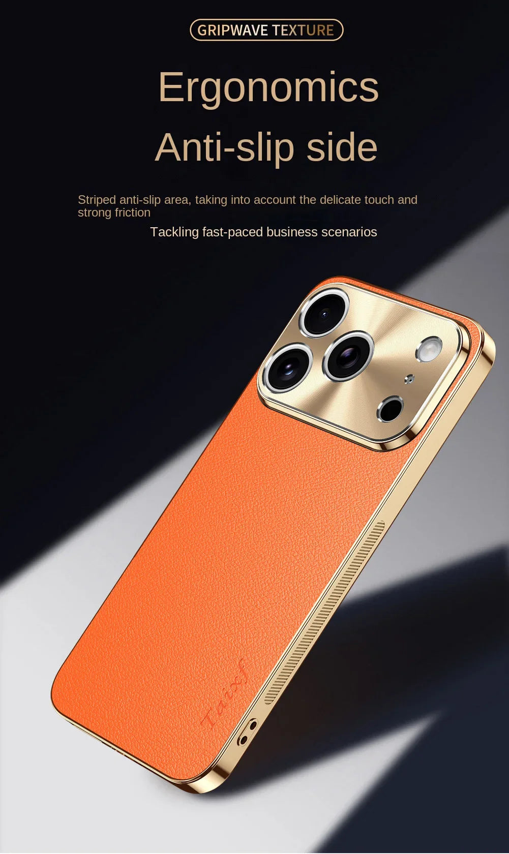 Premium iPhone Case MagSafe Compatible Protective Cover Lychee Texture Leather Back Electroplated Frame Shockproof Camera Lens Protection Full Coverage Slim Design