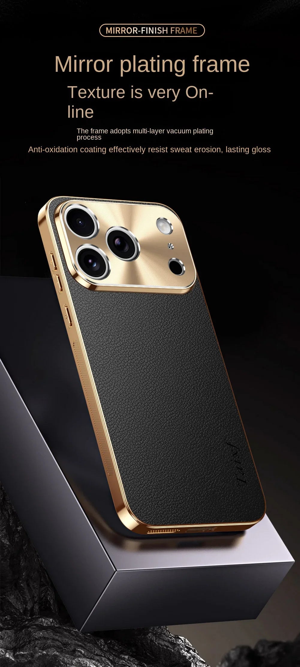Premium iPhone Case MagSafe Compatible Protective Cover Lychee Texture Leather Back Electroplated Frame Shockproof Camera Lens Protection Full Coverage Slim Design