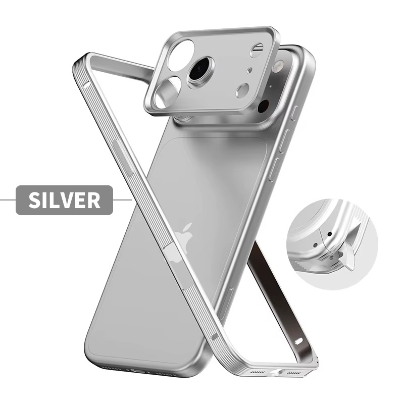 Premium iPhone Case MagSafe Compatible Protective Cover Metal Frame Heat Dissipation Design Anti Slip Grip Shockproof Camera Lens Protection Slim Structure