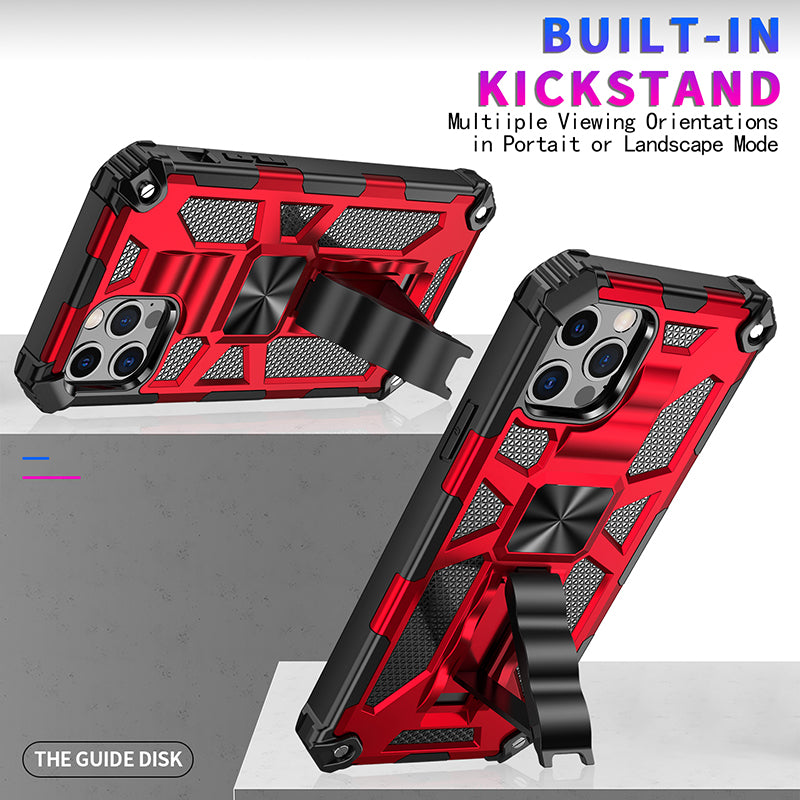 Premium iPhone Case MagSafe Compatible Rugged Armor Camouflage Kickstand Shockproof Protective Cover Camera Lens Protection Heavy Duty Design
