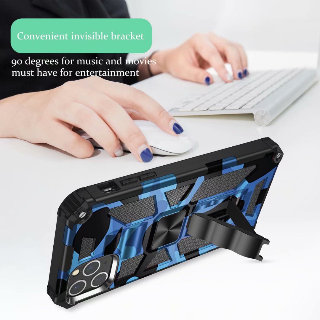 Premium iPhone Case MagSafe Compatible Rugged Armor Camouflage Kickstand Shockproof Protective Cover Camera Lens Protection Heavy Duty Design