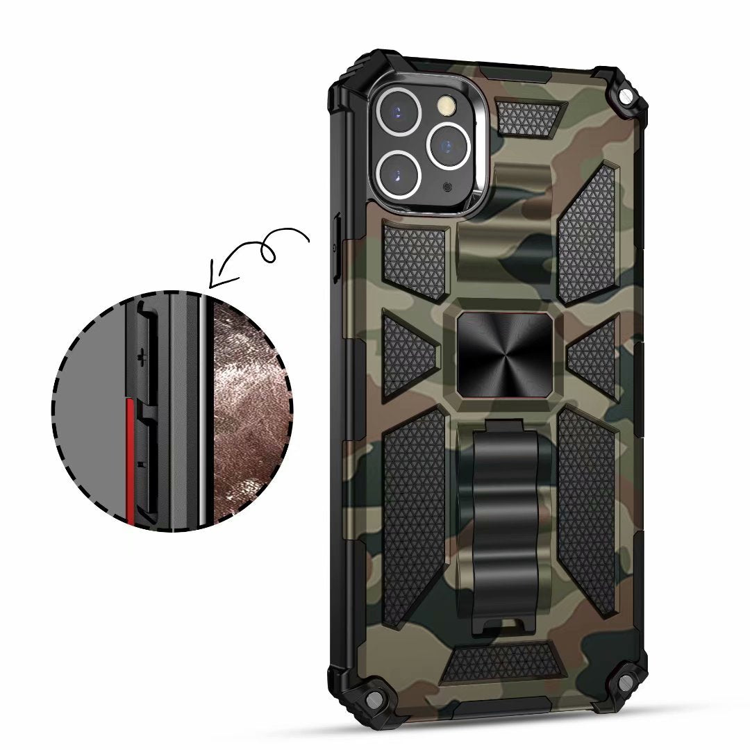 Premium iPhone Case MagSafe Compatible Rugged Armor Camouflage Kickstand Shockproof Protective Cover Camera Lens Protection Heavy Duty Design