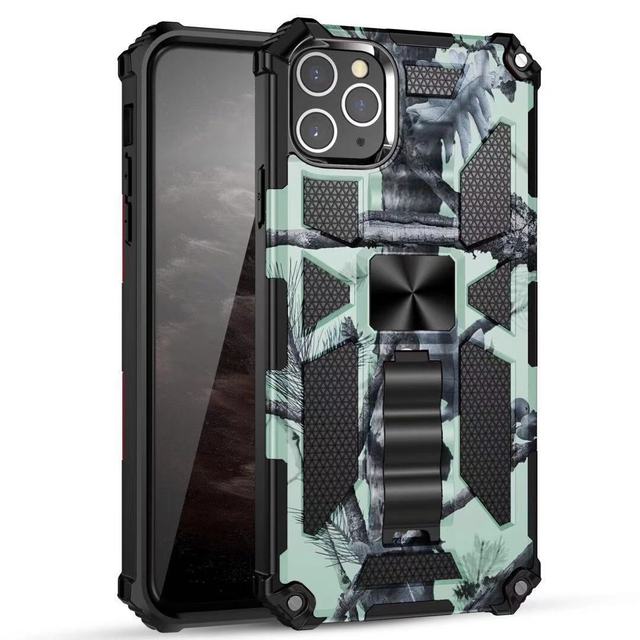 Premium iPhone Case MagSafe Compatible Rugged Armor Camouflage Kickstand Shockproof Protective Cover Camera Lens Protection Heavy Duty Design
