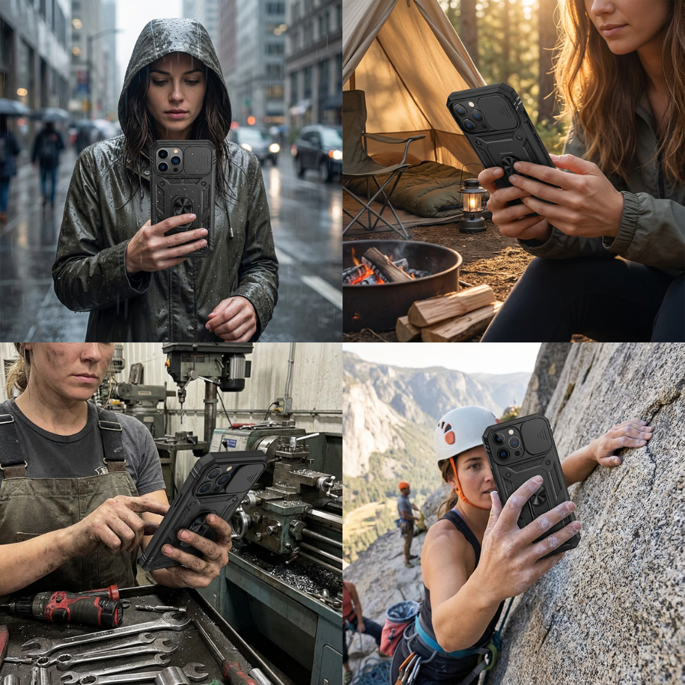 Premium iPhone Case MagSafe Compatible Rugged Armor Kickstand Card Holder Shockproof Protective Cover 360 Protection Camera Lens Protection Heavy Duty Design