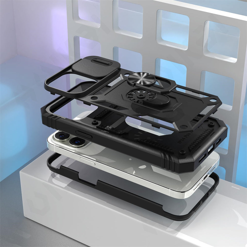 Premium iPhone Case MagSafe Compatible Rugged Armor Kickstand Card Holder Shockproof Protective Cover 360 Protection Camera Lens Protection Heavy Duty Design