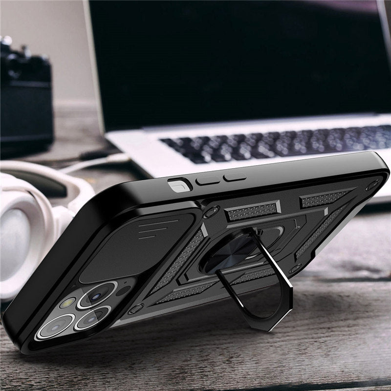 Premium iPhone Case MagSafe Compatible Rugged Armor Kickstand Card Holder Shockproof Protective Cover 360 Protection Camera Lens Protection Heavy Duty Design