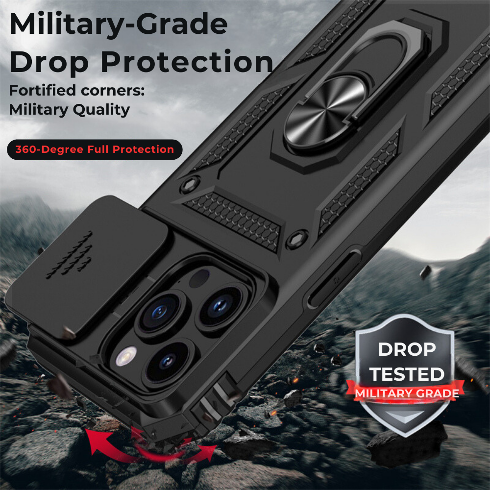 Premium iPhone Case MagSafe Compatible Rugged Armor Kickstand Card Holder Shockproof Protective Cover 360 Protection Camera Lens Protection Heavy Duty Design