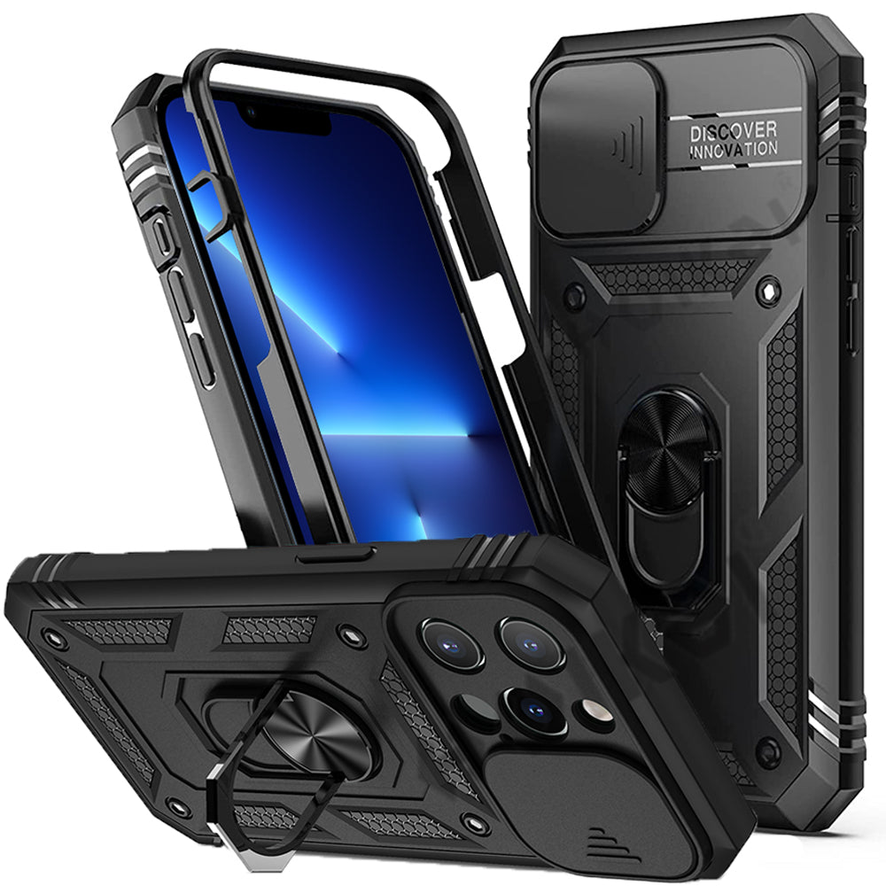 Premium iPhone Case MagSafe Compatible Rugged Armor Kickstand Card Holder Shockproof Protective Cover 360 Protection Camera Lens Protection Heavy Duty Design