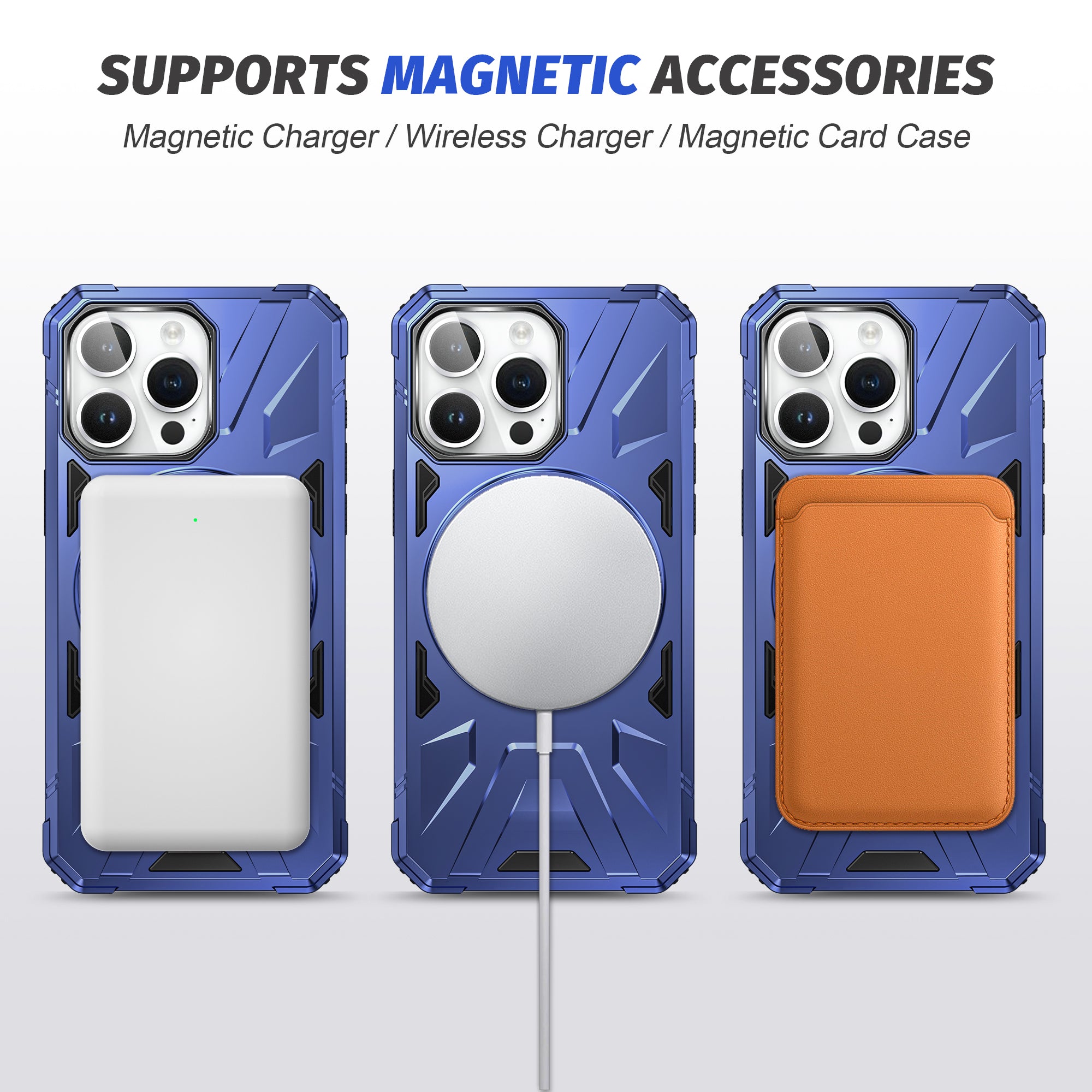 Premium iPhone Case MagSafe Compatible Rugged Armor Ring Stand Shockproof Protective Cover Hard PC Camera Lens Protection 360 Rotating Kickstand
